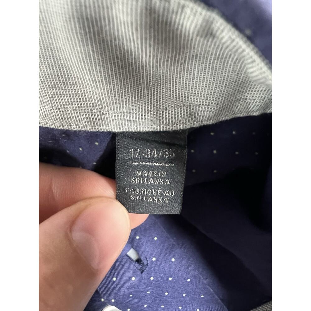 147 & Union Trim Fit Stretch Slim Blue Polka Dot 100% Cotton Dress Shirt L - Picture 6 of 7